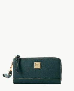 Saffiano Folded Zip Wristlet Black 19 Saffiano Folded Zip Wristlet Black -Florentine Shop W0177G SIIVSIIV