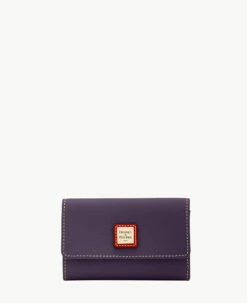 Pebble Grain Flap Wallet Plum Wine