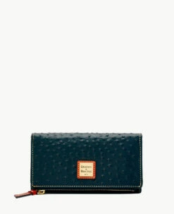 Ostrich Foldover Wallet Grey Tan -Florentine Shop W0219G OTBLPATN