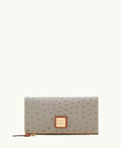 Ostrich Foldover Wallet Grey Tan -Florentine Shop W0219G OTGYPATN 1