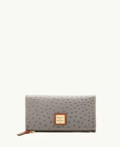 Ostrich Foldover Wallet Grey Tan -Florentine Shop W0219G OTGYPATN0002 1