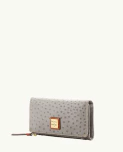 Ostrich Foldover Wallet Grey Tan -Florentine Shop W0219G OTGYPATN0002 ALT1 1