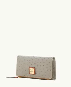 Ostrich Foldover Wallet Grey Tan -Florentine Shop W0219G OTGYPATN ALT1 1