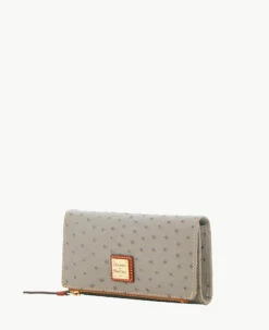 Ostrich Foldover Wallet Grey Tan -Florentine Shop W0219G OTGYPATN ALT1