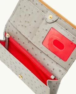 Ostrich Foldover Wallet Grey Tan -Florentine Shop W0219G OTGYPATN ALT2 1