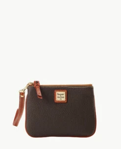 Pebble Grain Stadium Wristlet French Caramel -Florentine Shop W0279G AWBMPATNLING