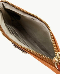 Pebble Grain Stadium Wristlet French Caramel -Florentine Shop W0279G AWFCPATNLING ALT2