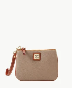 Pebble Grain Stadium Wristlet French Caramel -Florentine Shop W0279G AWTPPATNLING