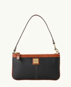 Pebble Grain Large Slim Wristlet Black 3 Pebble Grain Large Slim Wristlet Black -Florentine Shop W0312G AWBLPATN 1