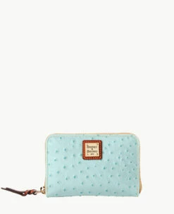 Ostrich Medium Zip Around Wallet Black -Florentine Shop W0323G OT9PPATN