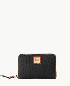 Ostrich Medium Zip Around Wallet Black -Florentine Shop W0323G OTBLPATN 2