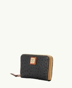 Ostrich Medium Zip Around Wallet Black -Florentine Shop W0323G OTBLPATN ALT1 1