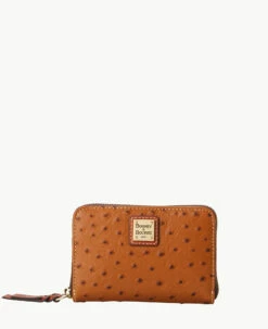 Ostrich Medium Zip Around Wallet Black -Florentine Shop W0323G OTCAPATN