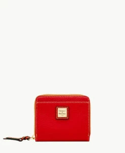 Pebble Grain Small Zip Around Red