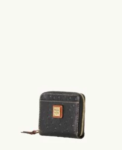 Ostrich Small Zip Around Wallet Black -Florentine Shop W0329G OTBLPATN ALT1 1