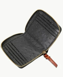 Ostrich Small Zip Around Wallet Black -Florentine Shop W0329G OTBLPATN ALT2