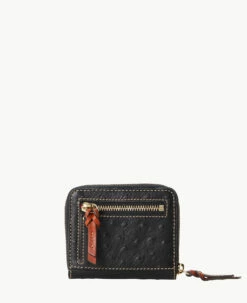 Ostrich Small Zip Around Wallet Black -Florentine Shop W0329G OTBLPATN ALT3
