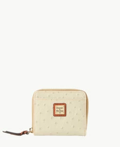 Ostrich Small Zip Around Wallet Black -Florentine Shop W0329G OTBOPATN