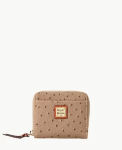 Ostrich Small Zip Around Wallet Black -Florentine Shop W0329G OTXDPATN