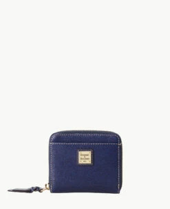 Saffiano Small Zip Around Wallet Marine