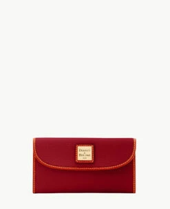 Pebble Grain Continental Clutch Wine