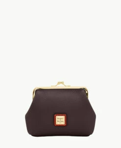 Pebble Grain Large Frame Purse Brown Tmoro