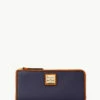 Pebble Grain Zip Clutch Midnight Blue